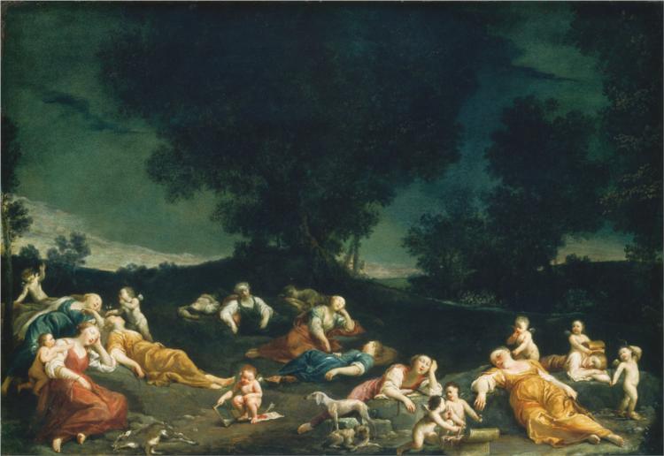 Nymphs Disarming Sleeping Cupids, 1705 - Джузеппе Мария Креспи