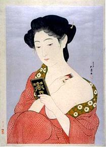 Woman Applying Powder - Гоё Хасигути