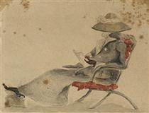Girl seated, wearing hat - Grace Cossington Smith