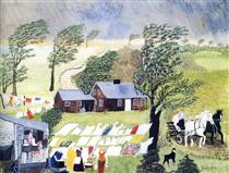 Taking in the Laundry - Grandma Moses
