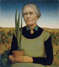 Woman with Plants - 格兰特·伍德
