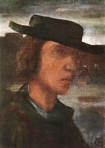 Self-portrait with Hat, 1912 - Лайош Гулачі