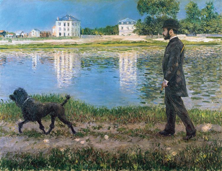 Richard Gallo and His Dog at Petit Gennevilliers, c.1884 - Гюстав Кайботт