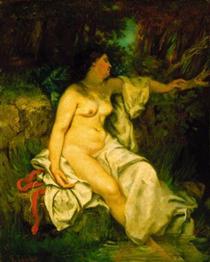 Bather Sleeping by a Brook - Gustave Courbet