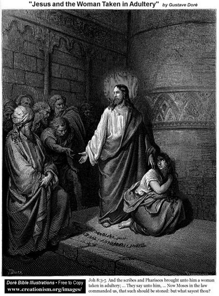 Jesus e a Mulher Levada em Adultério - Gustave Doré