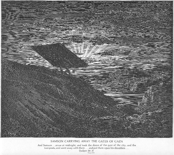 Samson Carries away the Gates of Gaza - Gustave Doré
