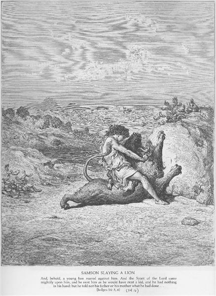Samson Slays a Lion - Gustave Dore