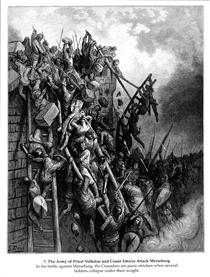 The Army of Priest Volkmar and Count Emocio attack Merseburg - Gustave Doré