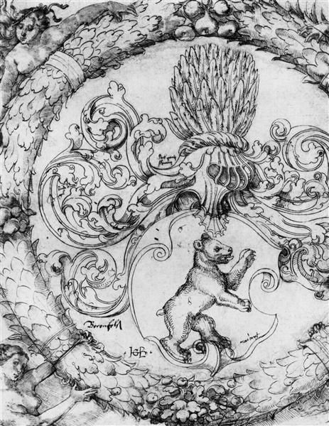 Coat of arms Basler Adelberg III of Bear Rock, Lord Arisdorf, 1526 - Ганс Бальдунг