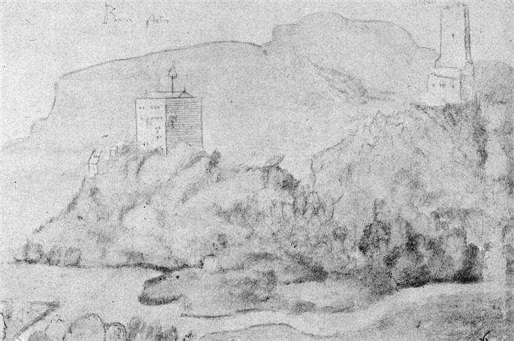 Drawing of the castles of Alsacien Ortenberg (right) and Ramstein (left), 1514 - Hans Baldung