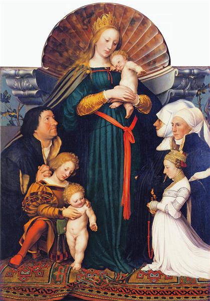 Madonna of the Burgermeister Meyer, c.1526 - c.1528 - Hans Holbein the Younger