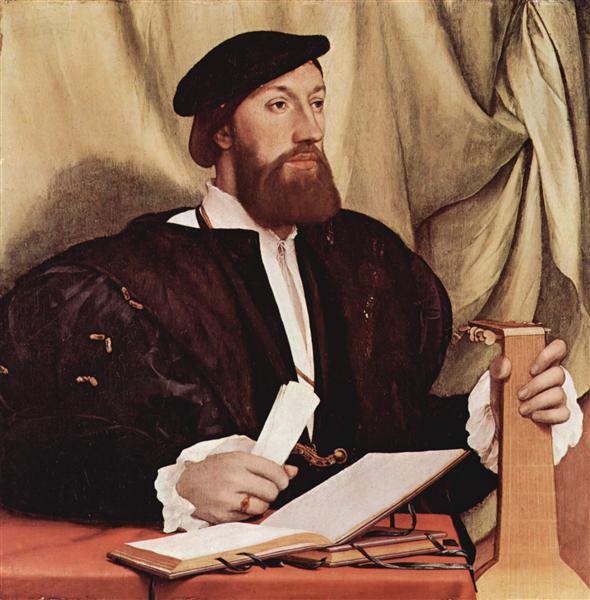 Unknown gentleman with music books and lute, c.1534 - Ганс Гольбейн Младший