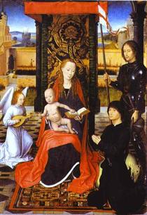 Богородица и младенец с ангелом, Св. Георгием и донатором - Ганс Мемлинг