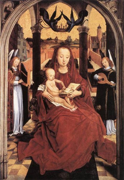 Богородица с младенцем на троне и два музицирующих ангела, 1465 - 1467 - Ганс Мемлинг
