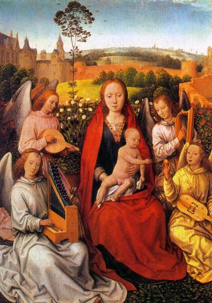 Богородица с младенцем и музицирующие ангелы, 1480 - Ганс Мемлинг