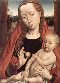Богородица и младенец, держащийся за палец - Ганс Мемлинг
