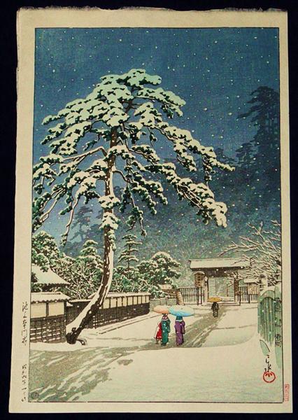 Ikegami Honmonji Temple, 1931 - Hasui Kawase - WikiArt.org