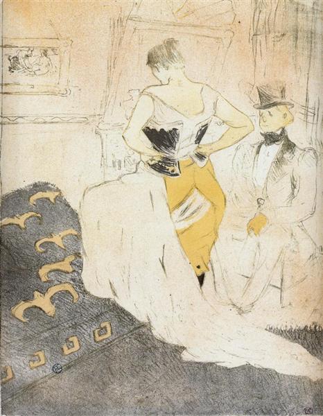 Woman Fastening a Corset them, Passing Conquest, 1896 - 亨利·德·土魯斯-羅特列克