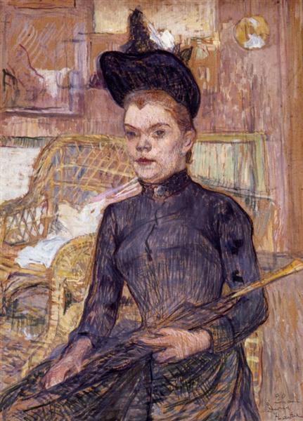 Woman in a Black Hat, Berthe la Sourde, 1890 - 亨利·德·土魯斯-羅特列克