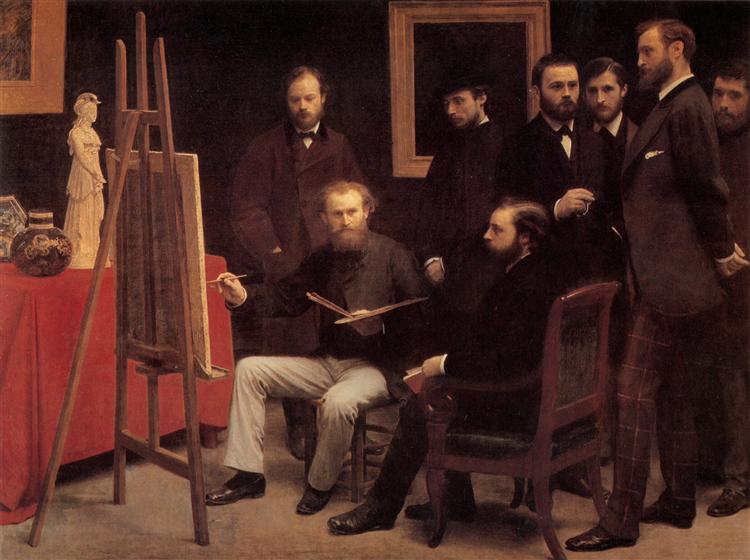 A Studio in the Batignolles (Homage to Manet), 1870 - Анри Фантен-Латур
