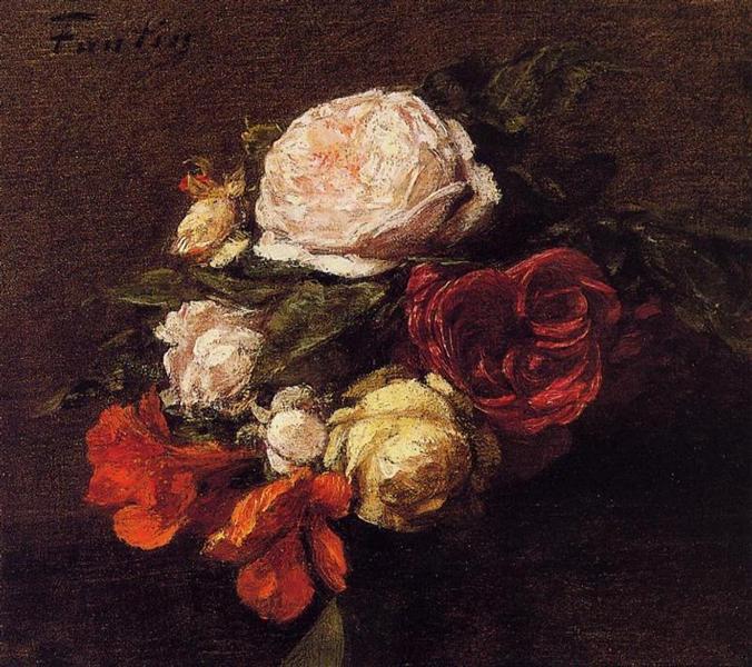 Roses and Nasturtiums - Henri Fantin-Latour