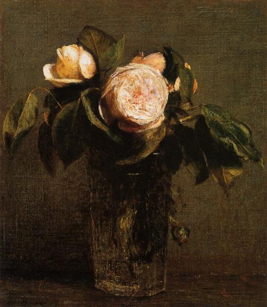 Roses in a Tall Glass, c.1873 - 方丹‧拉圖爾