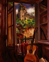 Interior With A Guitar - Henri Le Fauconnier