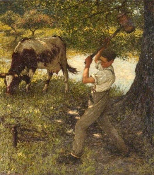 Stumping the Cow - Henry Herbert La Thangue