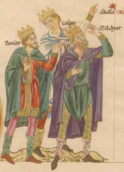 The three Magi (Balthasar, Caspar, Melchior) - Herrada de Landsberg