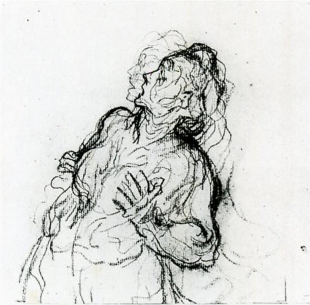 Study of a Terrified Woman - Honore Daumier