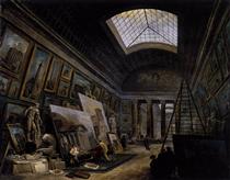 Imaginary View of the Grande Galerie in the Louvre - Юбер Робер