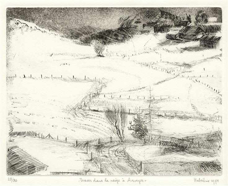 Swiss snow landscape at Arveyes in canton Vaud, 1974 - Hubertine Heijermans
