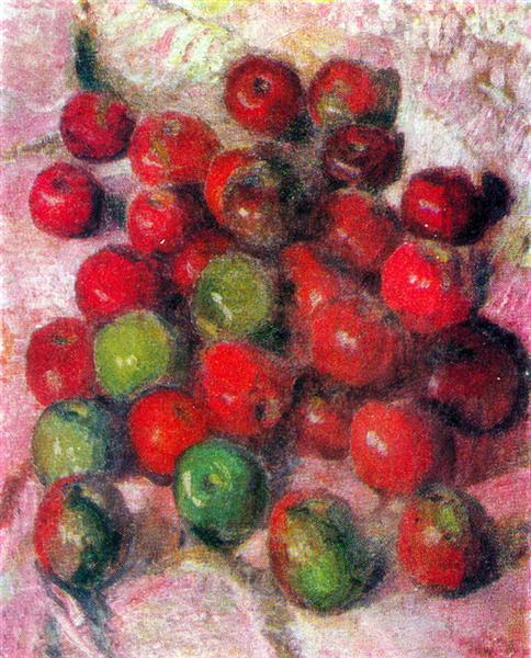 Красные яблоки на розовой скатерти, 1920 - Игорь Грабарь