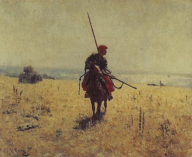 Cossack in the steppe - Ілля Рєпін