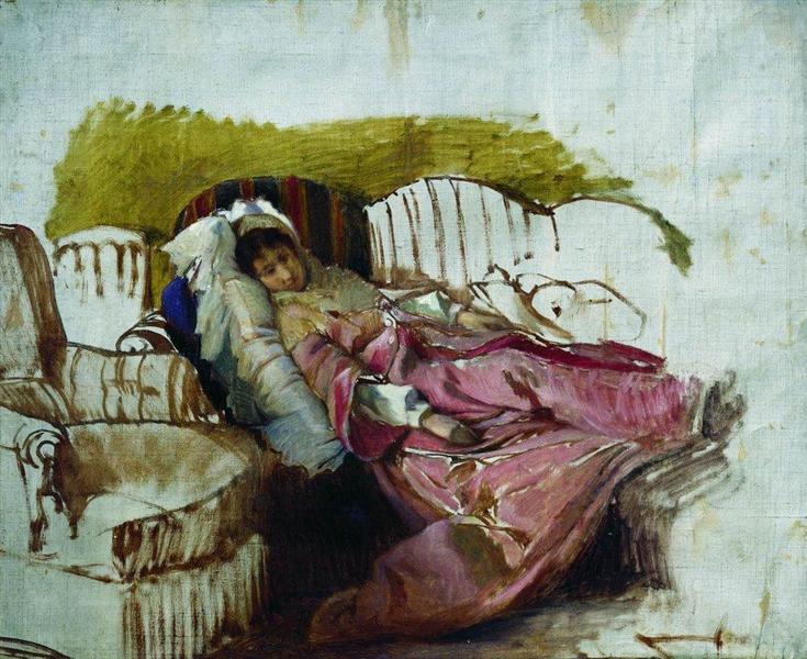 On the couch - Ilya Yefimovich Repin