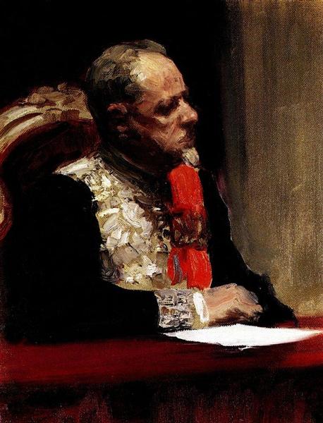 Portrait of Minister of Ways of Communication and member of State Council, Prince Mikhail Ivanovich Khilkov. Study., 1903 - Ilya Yefimovich Repin