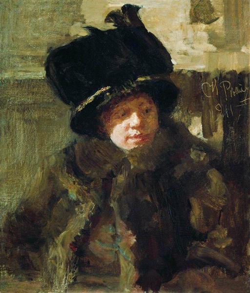 Portrait of the writer N.B. Nordman-Severova, the artist's wife, 1911 - Ilja Jefimowitsch Repin