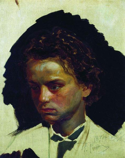 Youth portrait of sculptor Ilya Yakovlevich Ginzburg, 1871 - 列賓