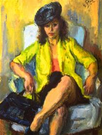 Seated Woman with Yellow Jacket - Иосиф Исер