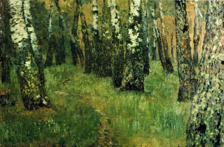 At the birch grove, c.1885 - Isaak Iljitsch Lewitan