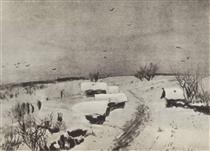 Small village under the snow - Isaak Iljitsch Lewitan