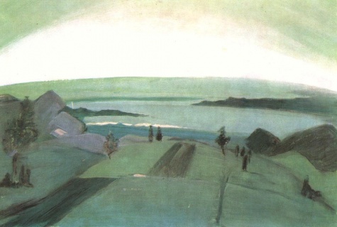 Green and Black French Landscape, 1930 - Иштван Фаркаш