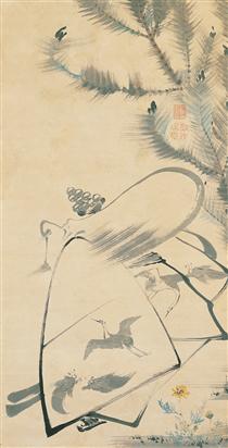 Fukurojin (Fukurokuju), the God of Longevity and Wisdom - Ito Jakuchu