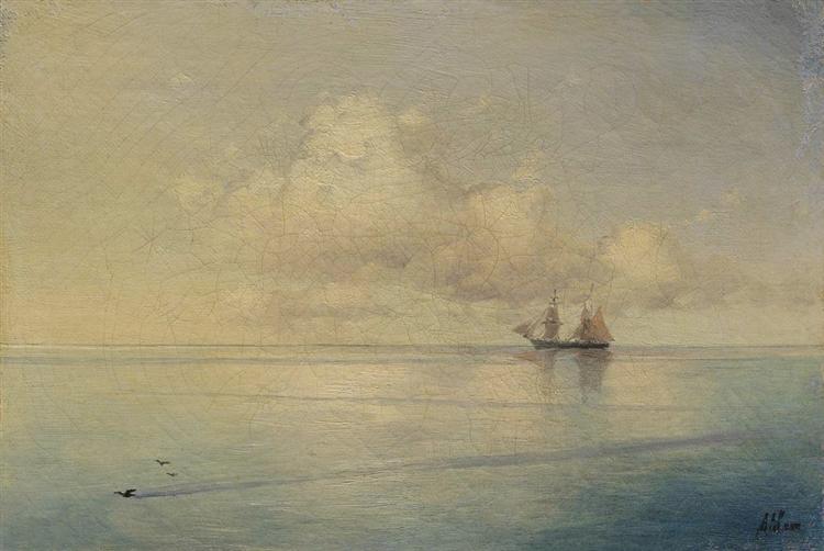 Landscape with a sailboat - Ivan Konstantinovich Aivazovskii