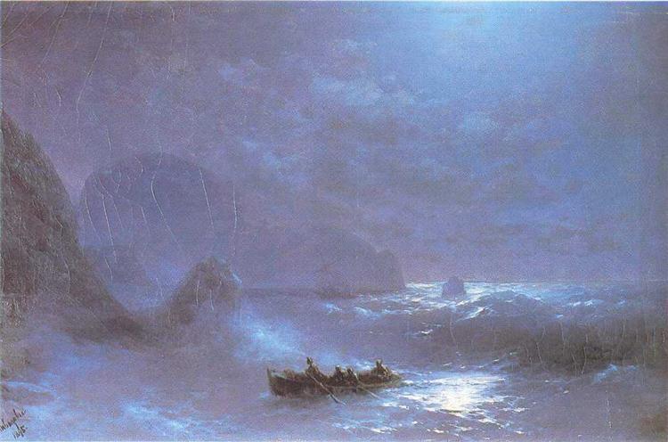 Lunar night on a sea, 1895 - Iwan Konstantinowitsch Aiwasowski