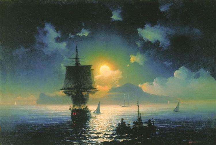 Luz do luar em Capri, 1841 - Ivan Konstantinovich Aivazovskii