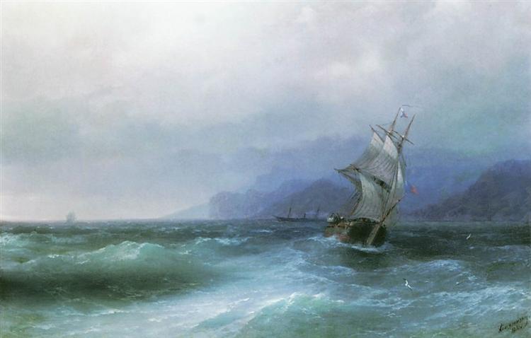 Sailing in the sea, 1884 - Iván Aivazovski