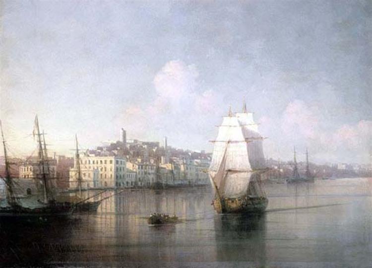 View of seaside town, 1877 - Iván Aivazovski