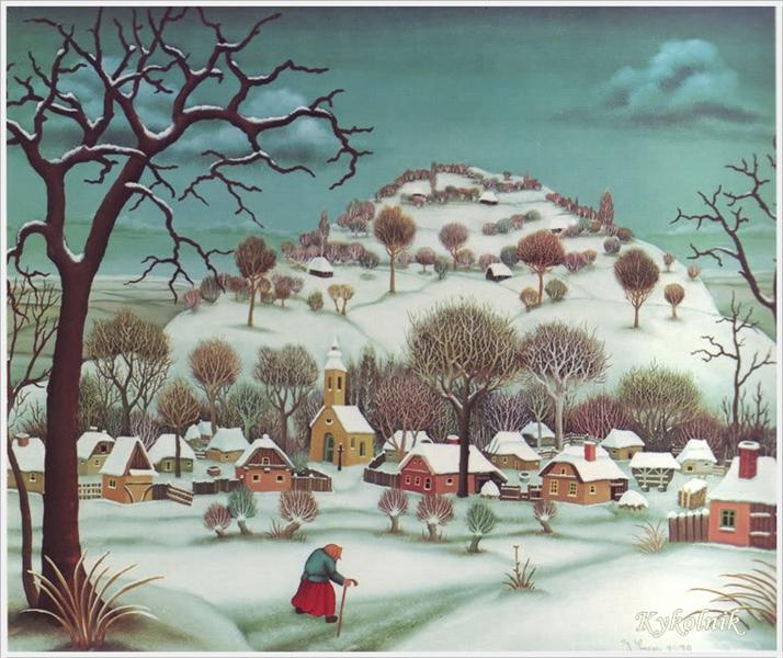 Winter in the Village, 1970 - Иван Генералич