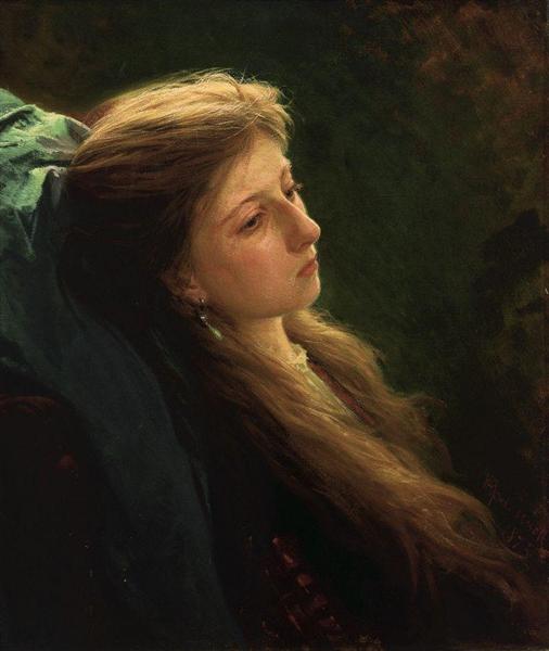 A Girl with her hair unbraided, 1873 - Iván Kramskói